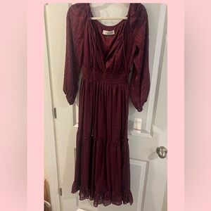 Taylor Deep Red Long Sleeve Dress